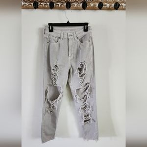 AMERICAN EAGLE OUTFITTERS Distressed Mom Jean Womens Size 4 Gray